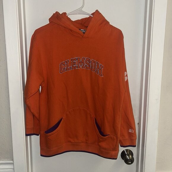 Clemson Tigers College Team Starter Orange Pullover Hoodie Sweatshirt Men Large - Picture 2 of 8